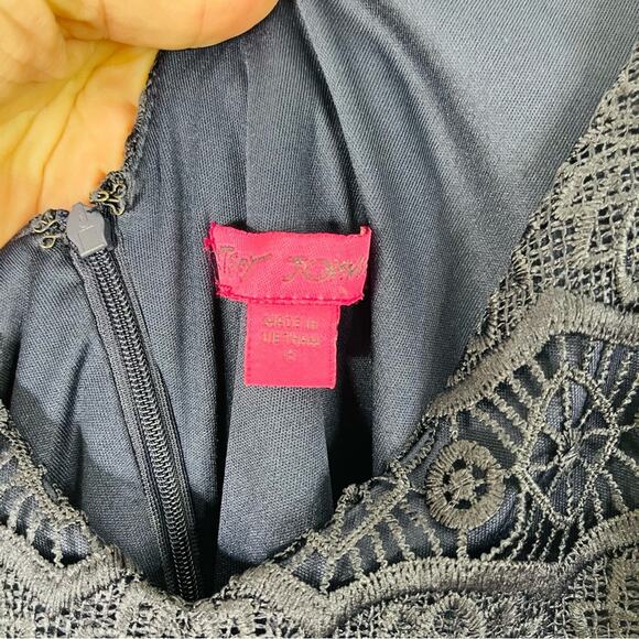 Betsey Johnson blue lace floral evening wedding party holiday midi dress 6 - Picture 8 of 8